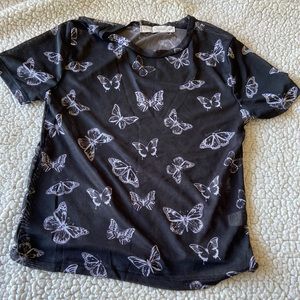 Butterfly mesh crop top
